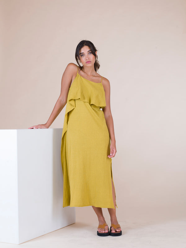 Natyoural Dress Made Of An Intimate Blend Linen And Cotton Jersey YF019