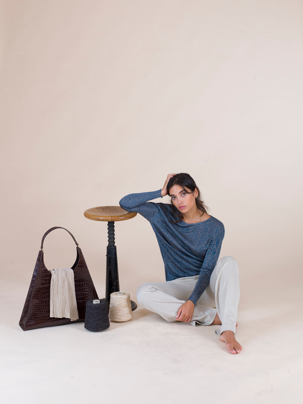 Natyoural Long Sleeves Shirt In Pure Viscose YF035