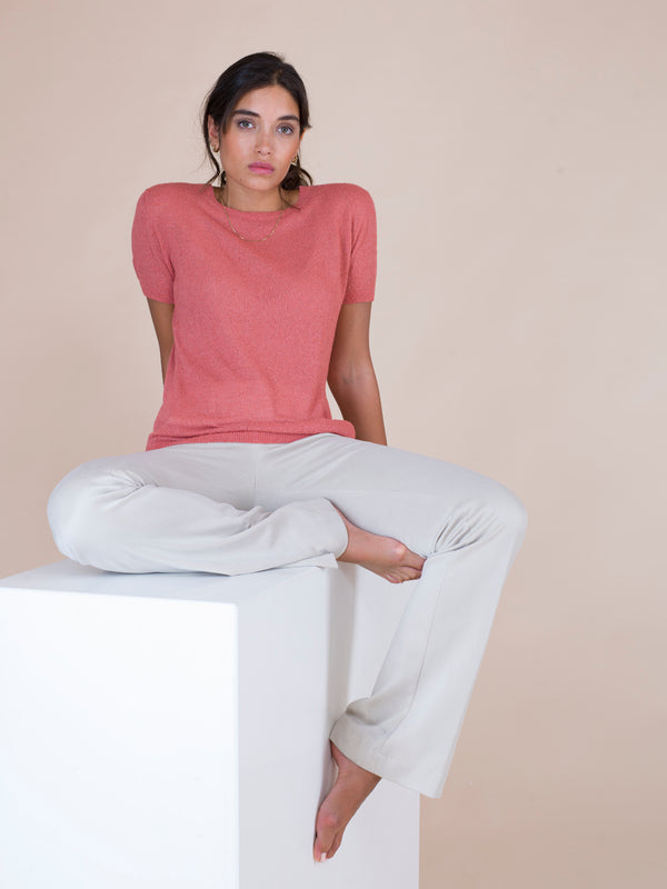 Natyoural Roundneck T-shirt Flat Knitted