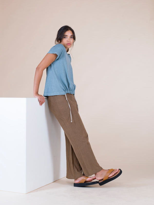 Natyoural T-shirt In Cotton Jersey And Linen YF017