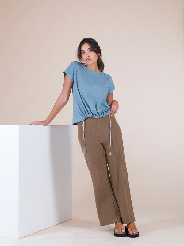 Natyoural T-shirt In Cotton Jersey And Linen YF017