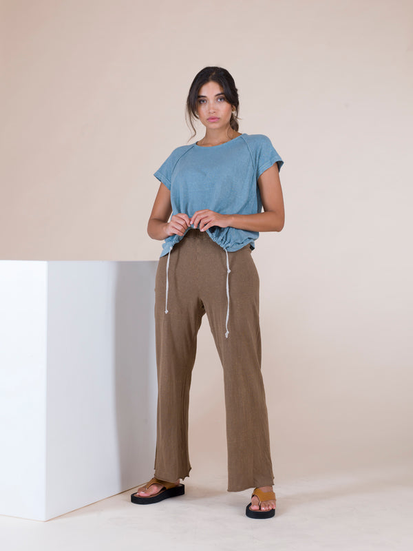 natyoural T-shirt in cotton jersey and linen YF017