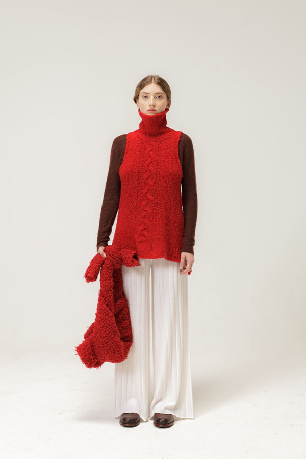 natyoural Vibrant Red Turtleneck Sweater | Natyoural