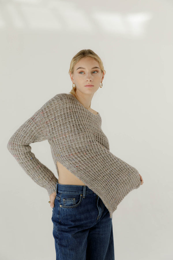 natyoural Stone Pullover side slits | Sustainable Knitwear | Natyoural