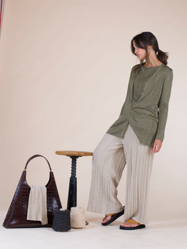 natyoural V neck long cardigan in pure viscose YF040