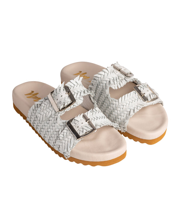 Naughty Monkey Intertwine Dual Woven Strap Slide In White