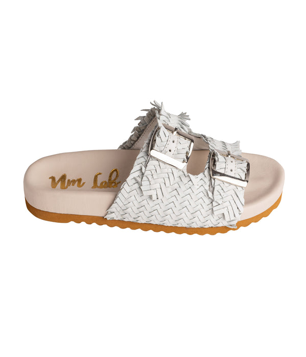 Naughty Monkey Intertwine Dual Woven Strap Slide In White