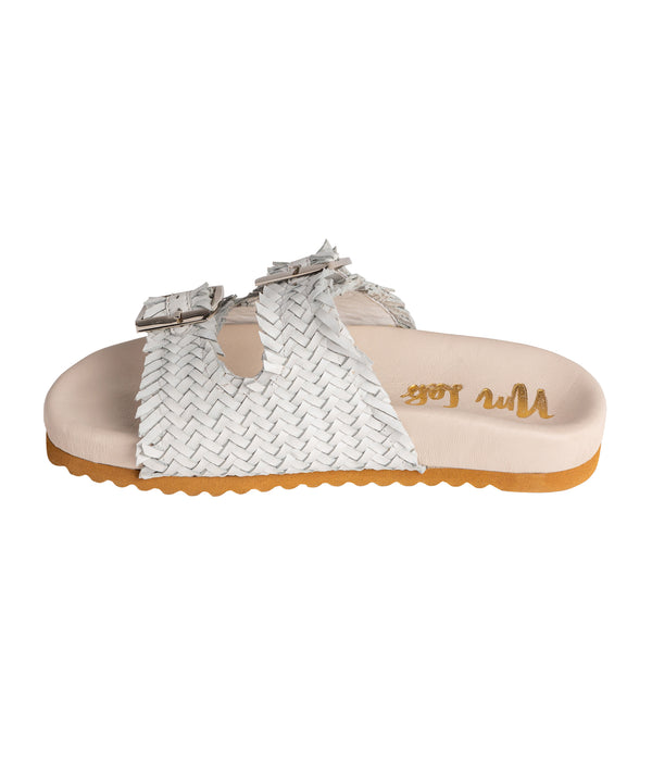 Naughty Monkey Intertwine Dual Woven Strap Slide In White