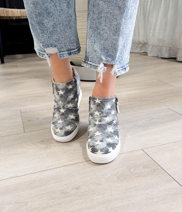 Naughty Monkey Ari Sneaker Wedge In Denim