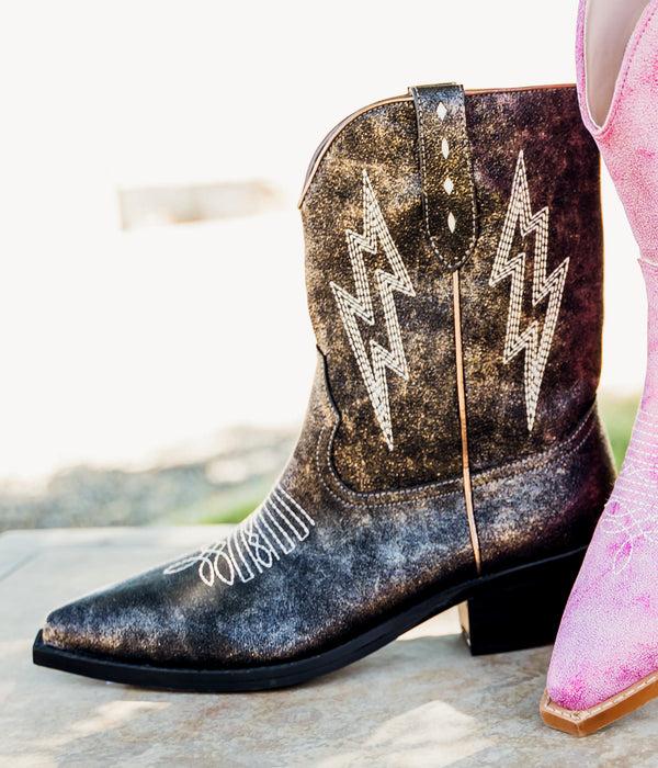 Naughty Monkey Bowie Metallic Boot In Black