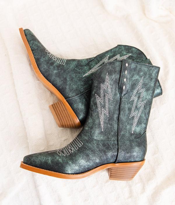 naughty monkey Bowie Metallic Boot in Teal