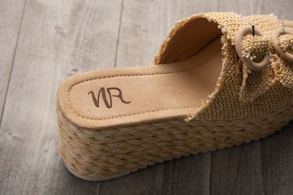 Naughty Monkey Eriwen Buckle Wedge In Cream