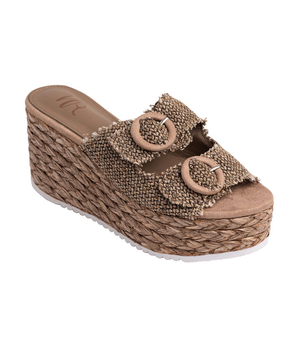 Naughty Monkey Eriwen Buckle Wedge In Taupe