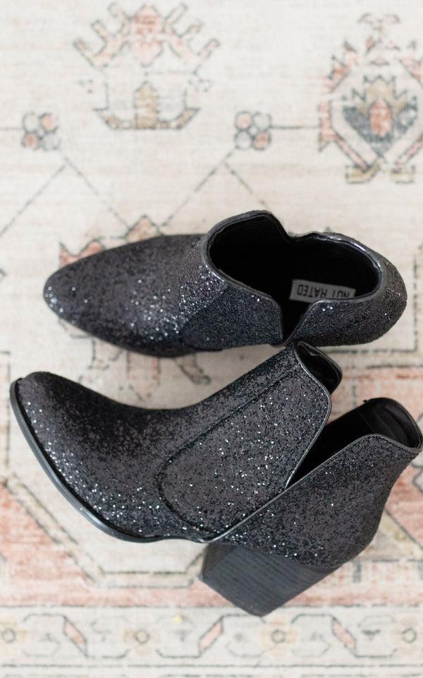 Naughty Monkey Fiera Glitter Booties In Black
