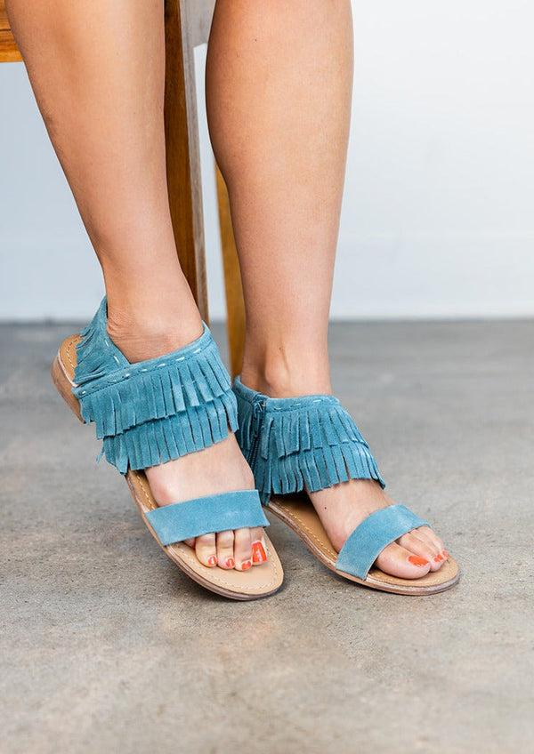 naughty monkey Fringe Star Sandal in Teal