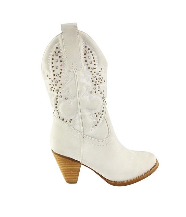 Naughty Monkey Houston Western Boots In White