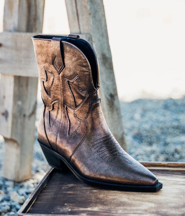 Naughty Monkey Jersey Metallic Boot In Bronze