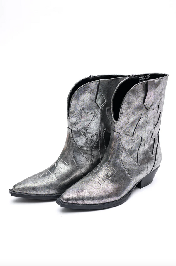 Naughty Monkey Jersey Metallic Boot In Silver
