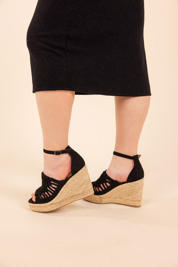 Naughty Monkey Juti Wedges In Black