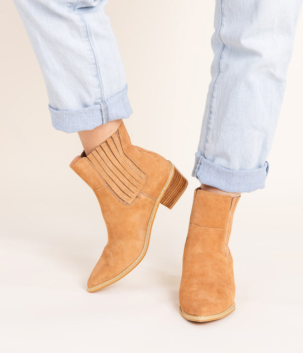 naughty monkey Leonor Suede Ankle Boot in Tan