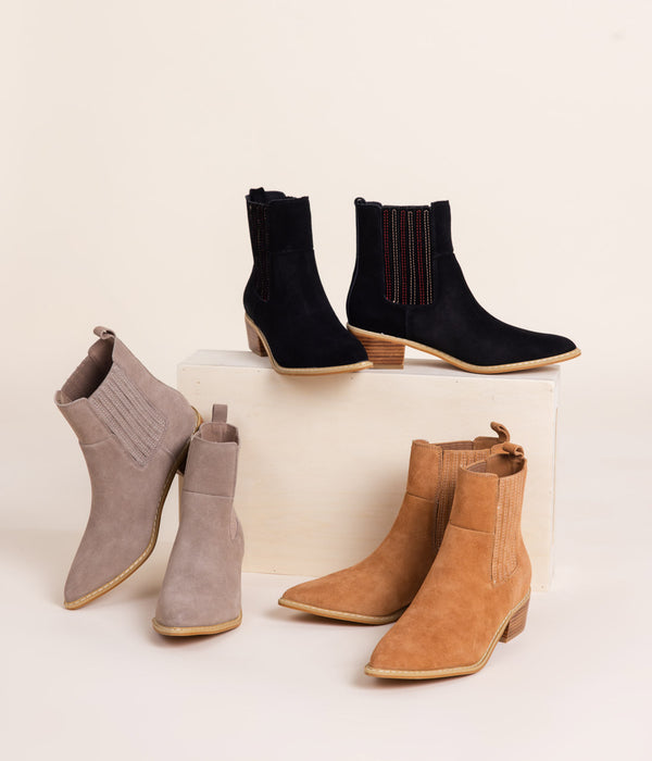 Naughty Monkey Leonor Suede Ankle Boot In Taupe