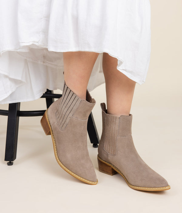 naughty monkey Leonor Suede Ankle Boot in Taupe