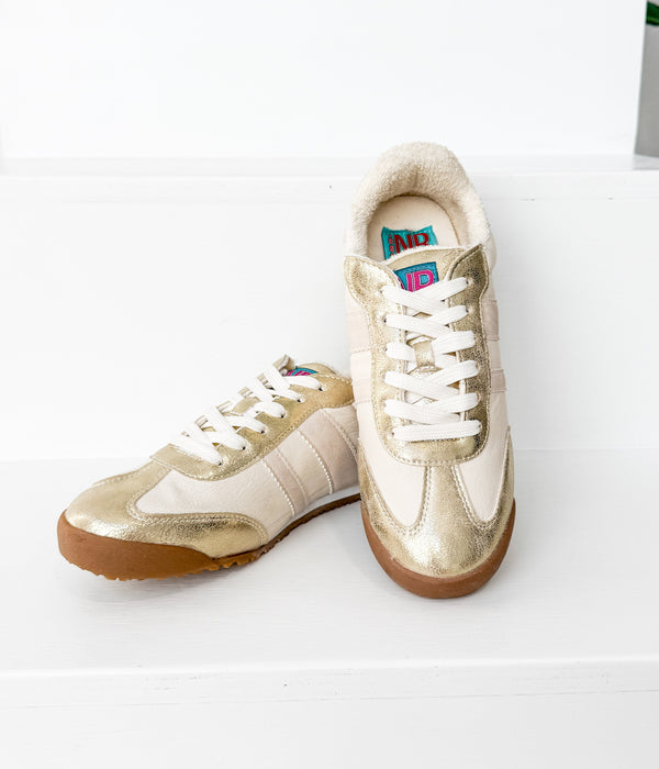 naughty monkey Madrid Sneaker in Beige/Gold