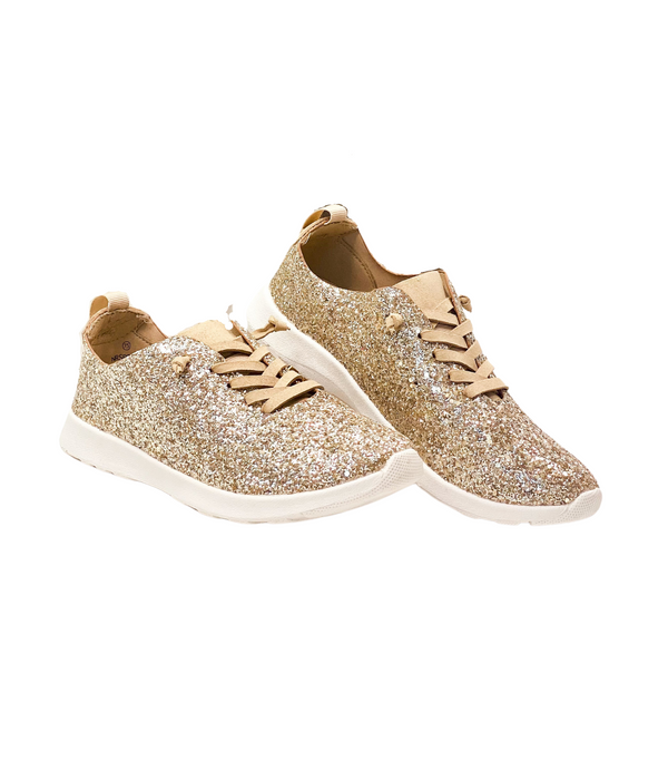 Naughty Monkey Mayo Glitter Sneaker In Gold