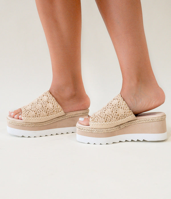 Naughty Monkey Ophelia Wedges In Cream