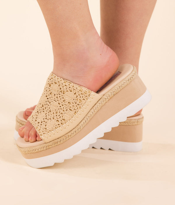 Naughty Monkey Ophelia Wedges In Cream