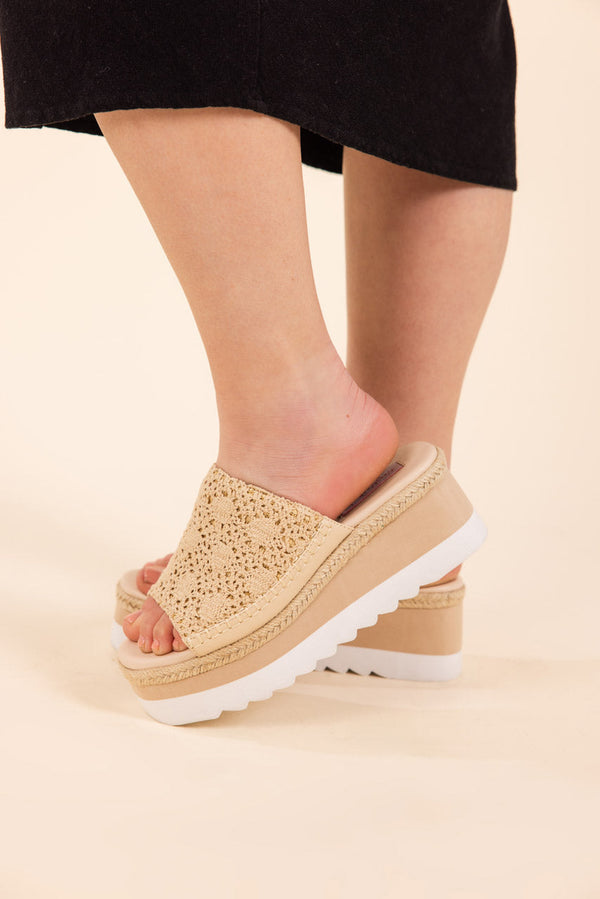 Naughty Monkey Ophelia Wedges In Cream