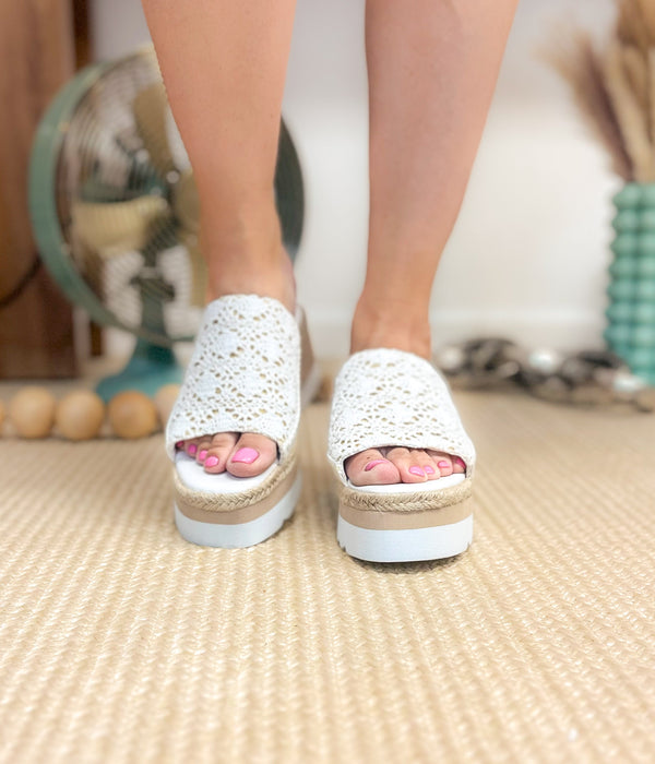 Naughty Monkey Ophelia Wedges In White