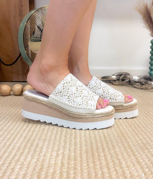 Naughty Monkey Ophelia Wedges In White