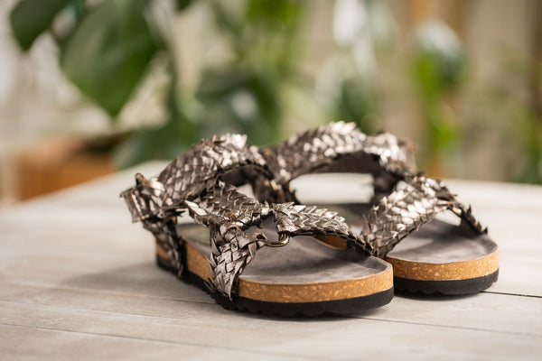 Naughty Monkey River Dance Woven Sandal In Pewter