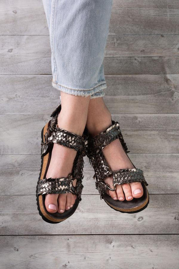 Naughty Monkey River Dance Woven Sandal In Pewter