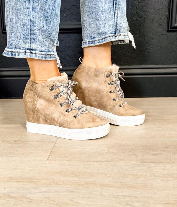 Naughty Monkey Tiburon Sneaker Wedge In Cream