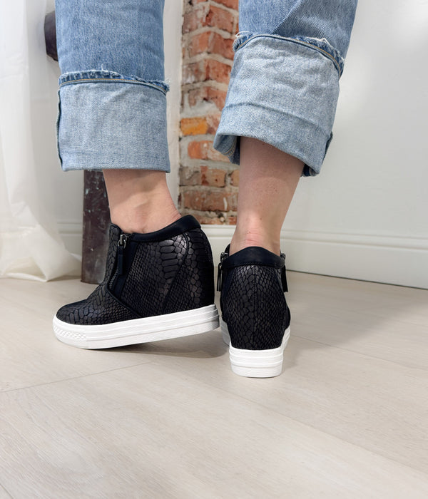 Naughty Monkey Timmibelle Wedge Sneaker In Black