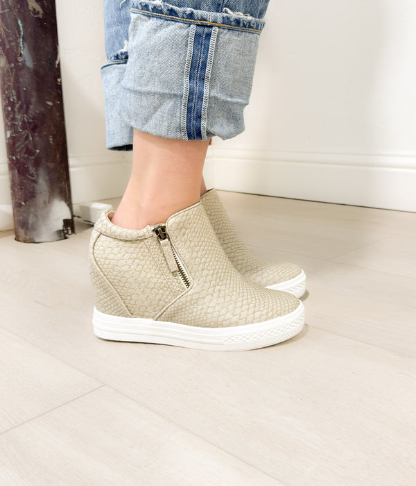 Naughty Monkey Timmibelle Wedge Sneaker In Cream