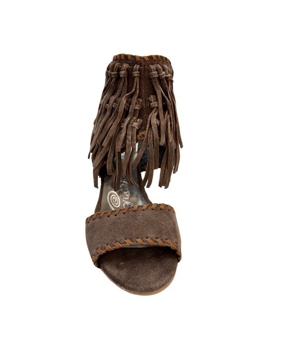 Naughty Monkey True Fringe Wedge In Taupe