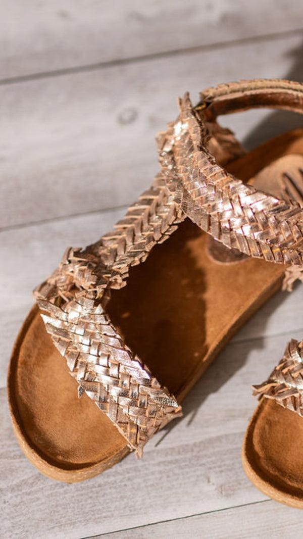 Naughty Monkey River Dance Woven Sandal In Champagne