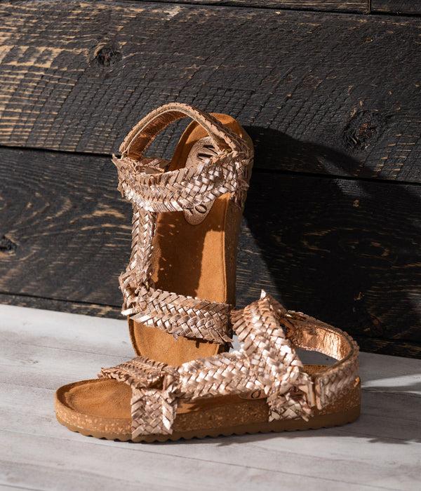 naughty monkey River Dance Woven Sandal in Champagne