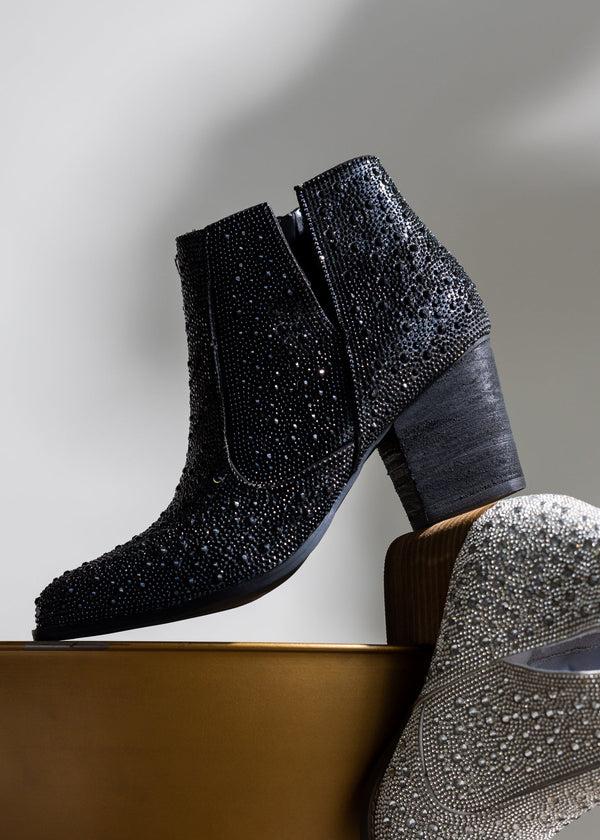 naughty monkey Shine Star Rhinestone Bootie in Black