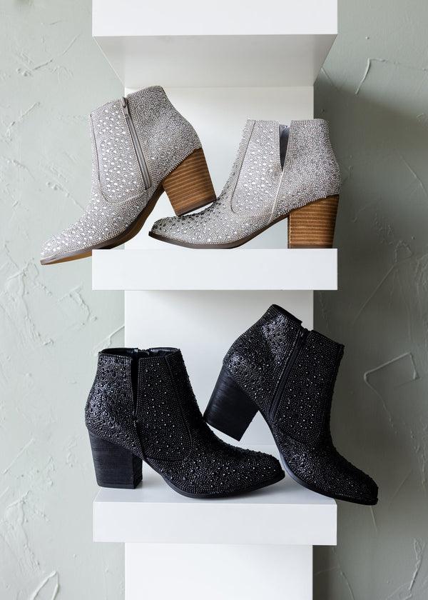 Naughty Monkey Shine Star Rhinestone Bootie In Silver