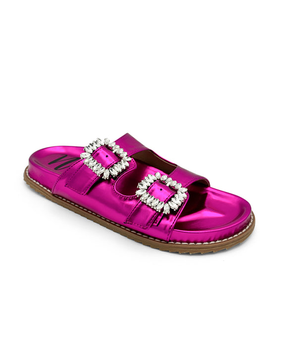 Naughty Monkey Stellar Rhinestone Buckle Slides In Fuschia