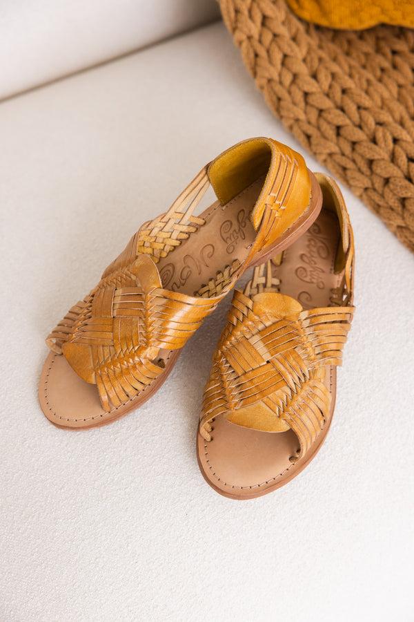 Naughty Monkey Tawakoni Woven Huarache Sandal In Mustard