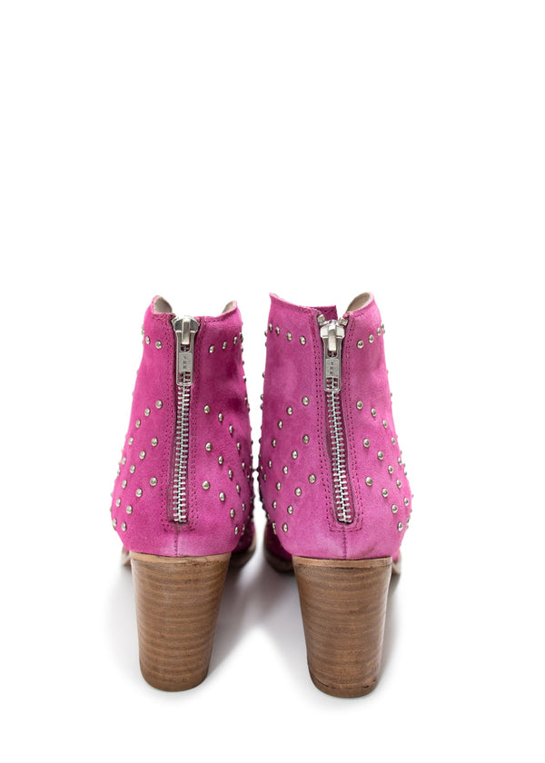 Naughty Monkey Twilight Studded Heeled Ankle Boot In Magenta