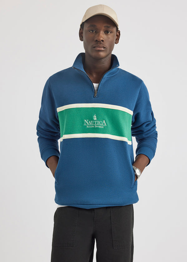 nautica competition Garbo 1/4 Zip - Washed Denim | Nautica Official EU Store