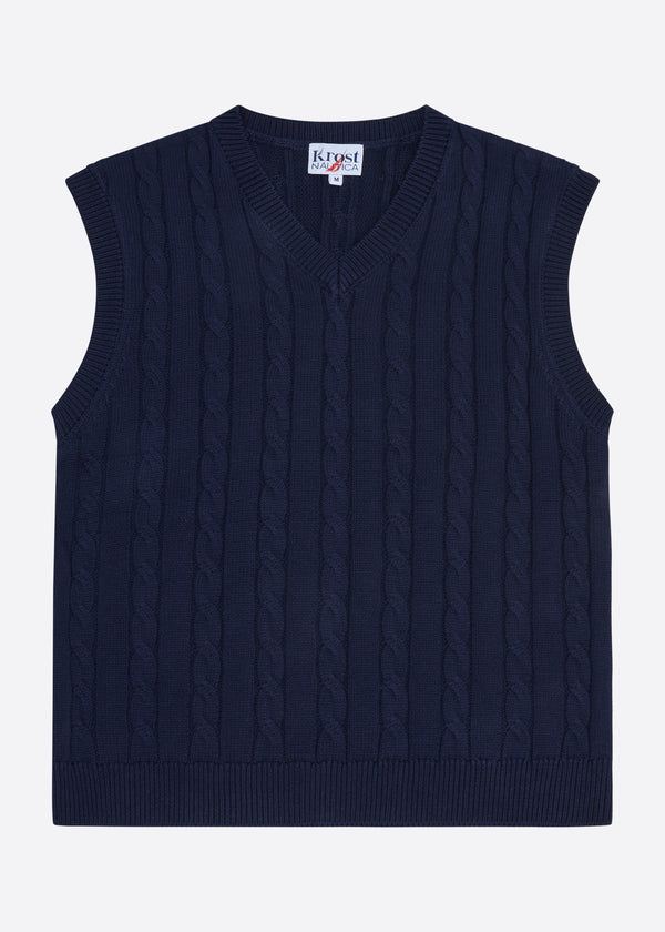 nautica competition Nautica x Krost Cableknit V-Neck Vest - Navy