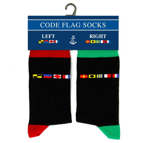 Nauticalia Left & Right Code Flag Socks Red/green