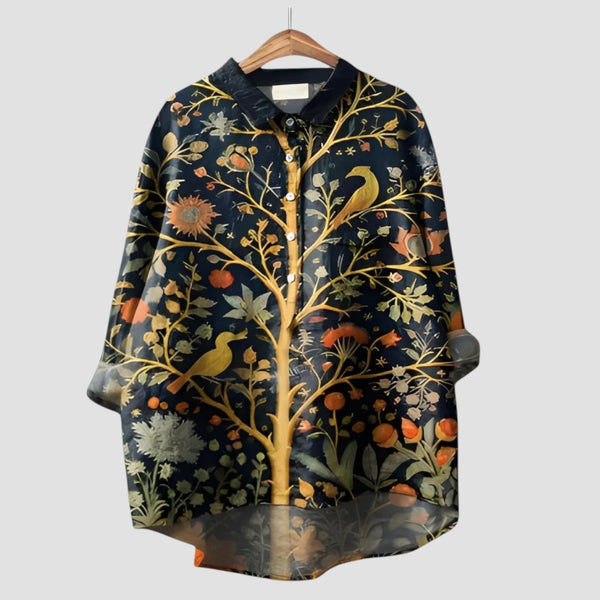 navy london ALMA | Oversized Shirt with Enchanted Forest Print navy london ALMA | Oversized Shirt with Enchanted Forest Print